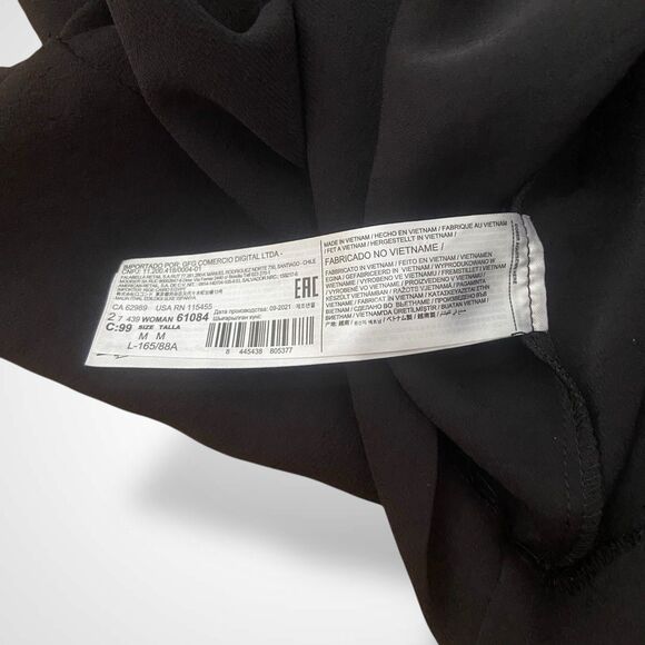 MNG by Mango Black Dress Women's Size M Short Ruched Long Sleeve Deep V Neck - Picture 12 of 12